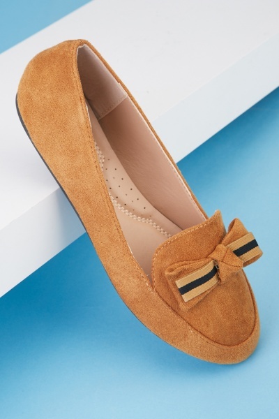 Suede Bow Detail Loafers