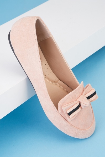 Suede Bow Detail Loafers