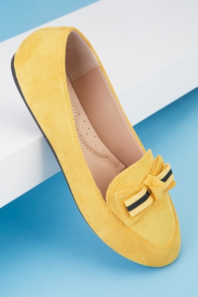 Suede Bow Detail Loafers