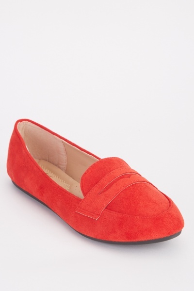 Suede Mask Detail Flat Loafers