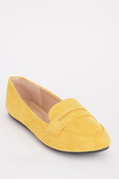 Suede Mask Detail Flat Loafers