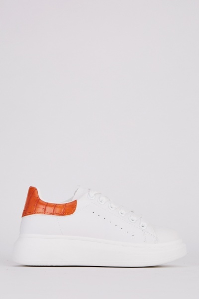 Mock Croc Panel Contrasted Trainers