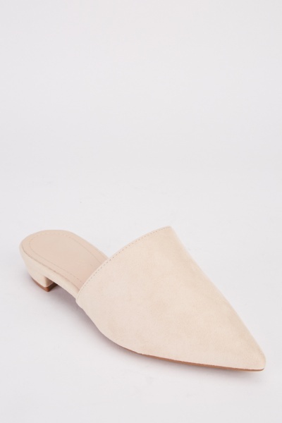 Suedette Pointed Toe Flat Mules
