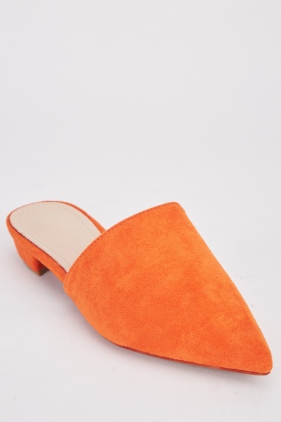 Suedette Pointed Toe Flat Mules
