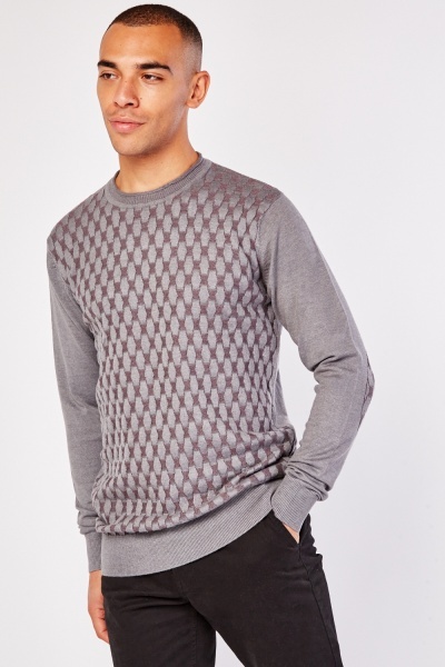 Two Tone Pattern Knit Jumper