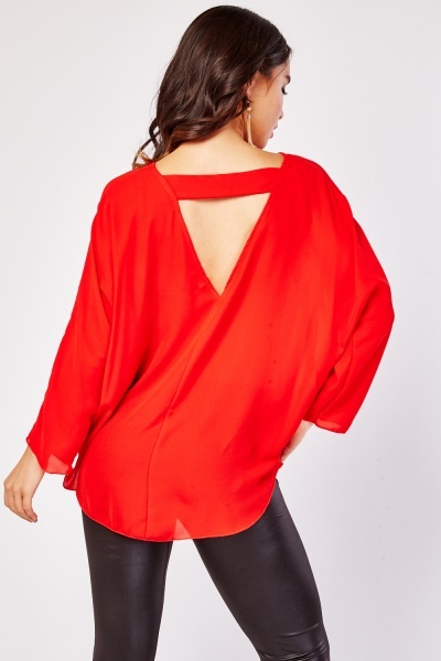 V Neck Back Chiffon Top