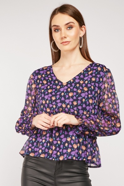 Flower Petal Print Blouse