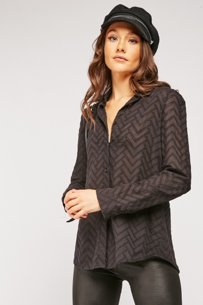 Perforated Zig Zag Pattern Shirt