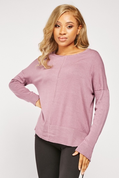 Dropped Shoulder Round Neck Knit Top