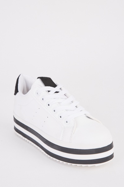 Lace Up Platform Contrasted Trainers