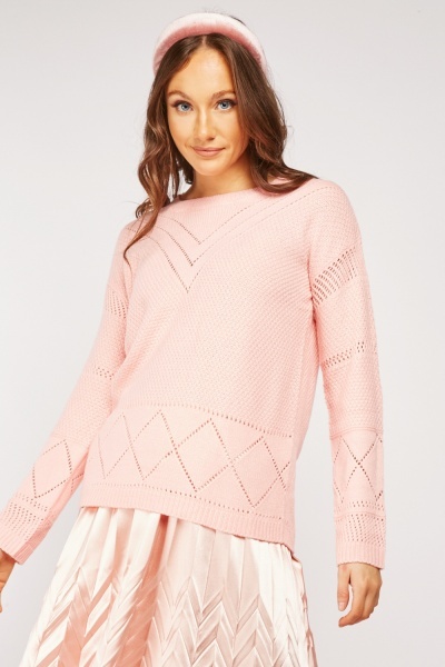 Perforated Panel Knitted Jumper