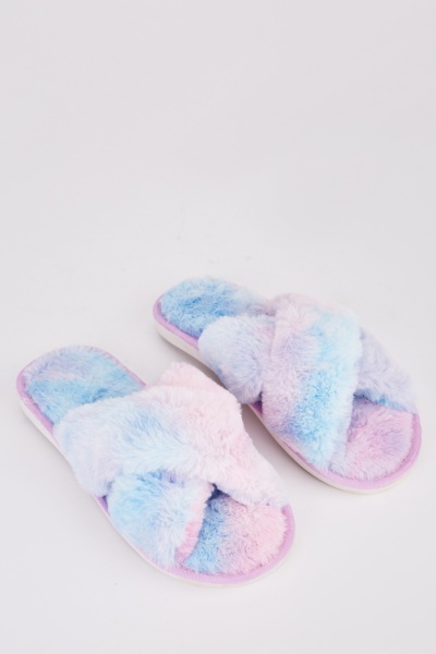 Fluffy Peep Toe Slippers
