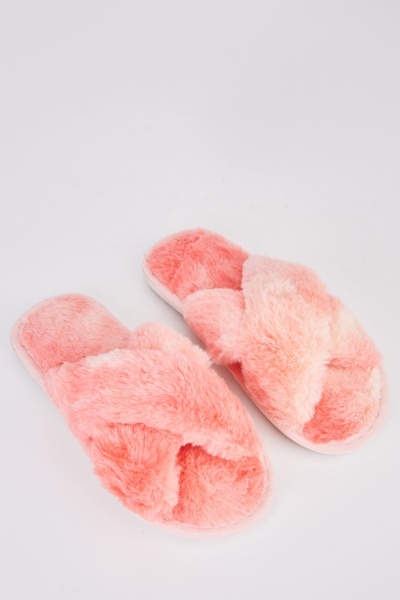 Fluffy Peep Toe Slippers