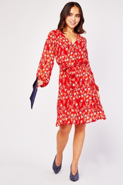 Long Sleeve Printed Dress