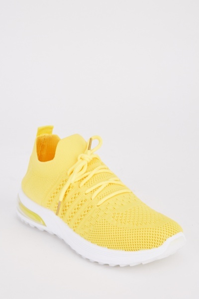 Perforated Yellow Lace Up Trainers
