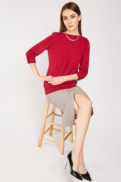 Rolled Sleeve Knit Sweater