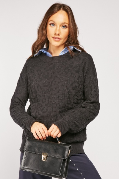 Shimmery Textured Knit Jumper