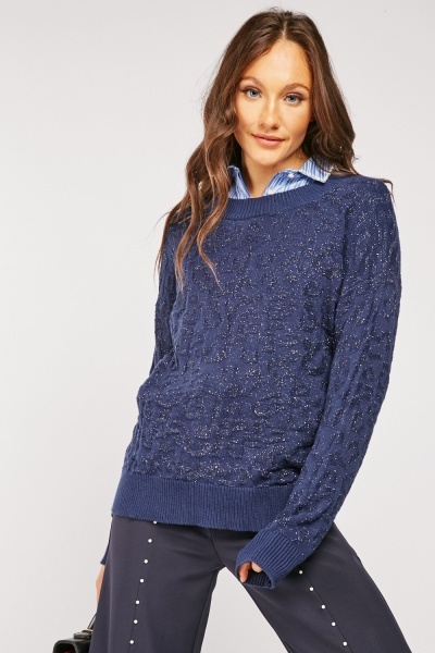 Shimmery Textured Knit Jumper