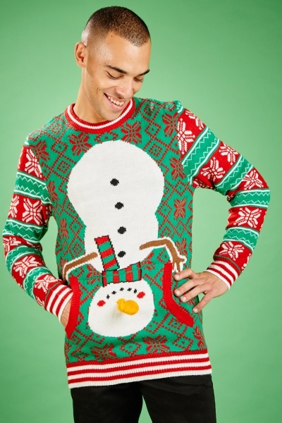 Upside Down Snowman Mens Christmas Jumper