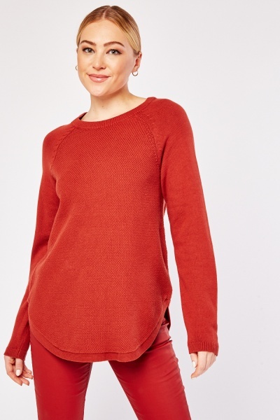 Curved Hem Knit Jumper