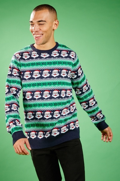 Ribbed Trim Festive Christmas Jumper