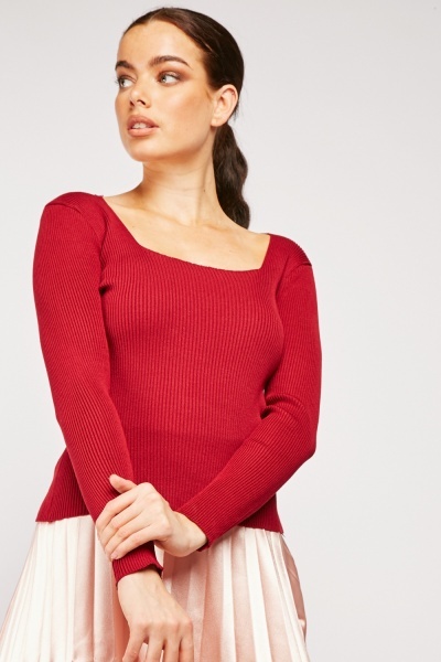 Square Neck Ribbed Top