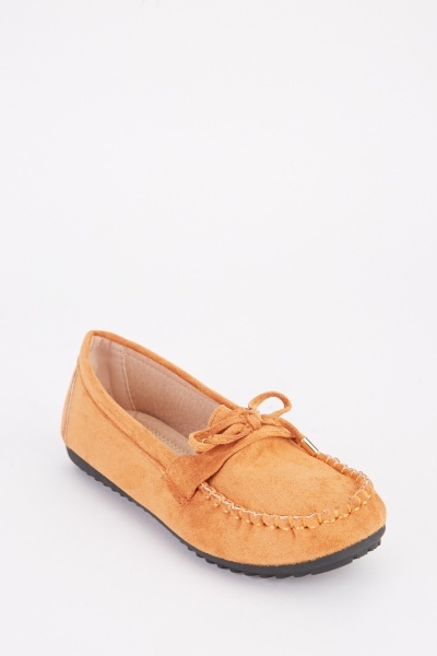 Stitched Bow Front Flat Loafers