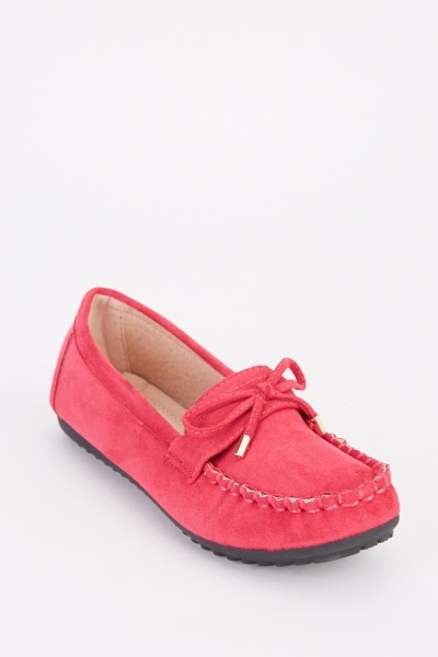 Stitched Bow Front Flat Loafers