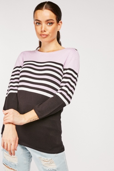 Striped Contrast Knit Sweater