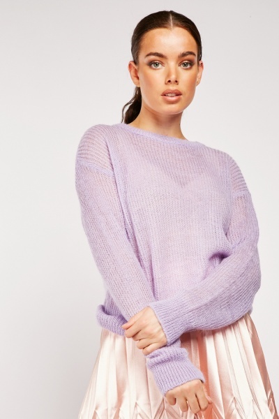 Loose Knit Jumper In Lilac
