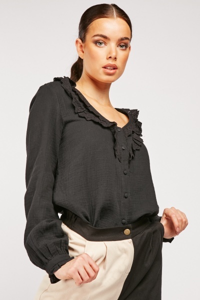 Broderie Anglaise Trim Blouse