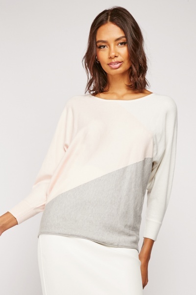 Contrasted Batwing Sleeve Top