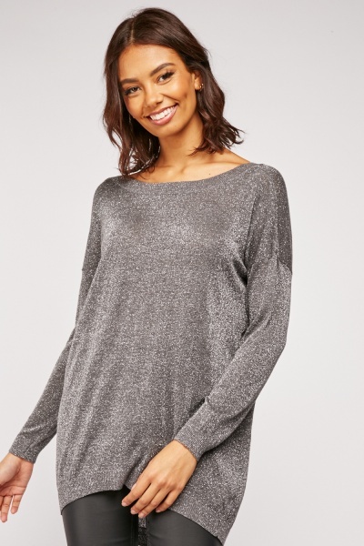 Round Neck Shimmery Knit Top