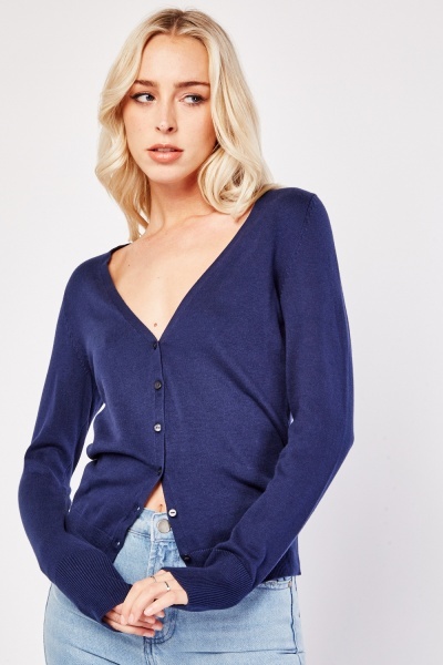 Image of Button Front Fine Knit Cardigan