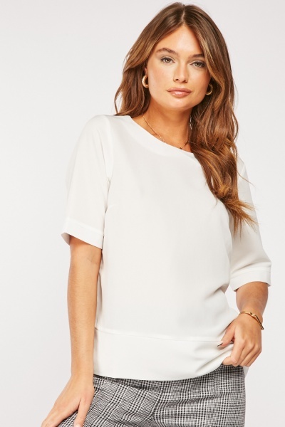 Contrasted Short Sleeve Casual Top