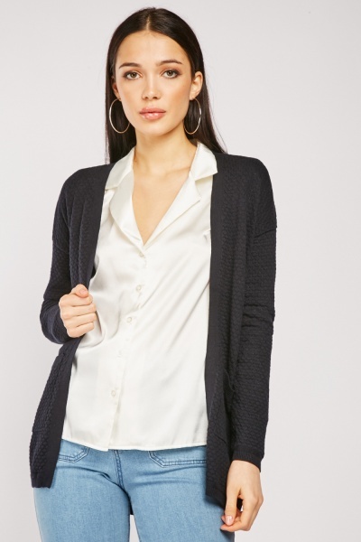 Image of Bobble Textured Cotton Knit Cardigan