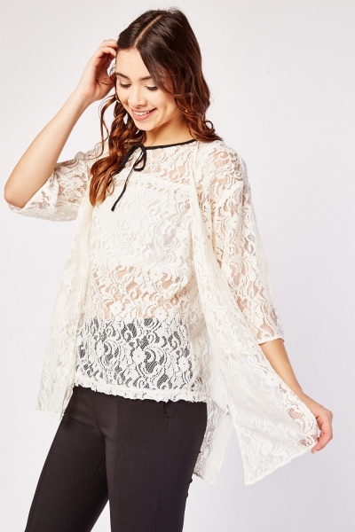 Attached Lace Overlay Top