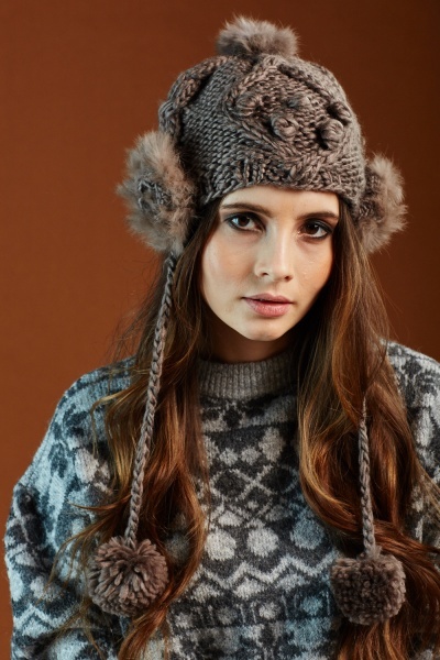 Chunky Woolly Knit Trapper Hat