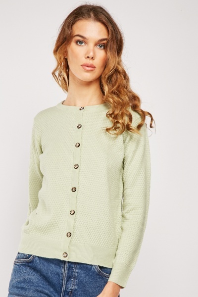 Image of Button Front Textured Knit Cardigan