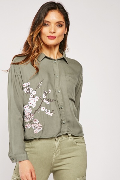 Embroidered Floral Detail Shirt