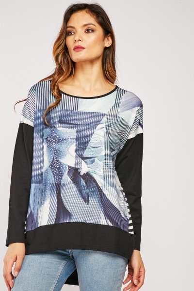 Encrusted Contrasted Panel Blouse
