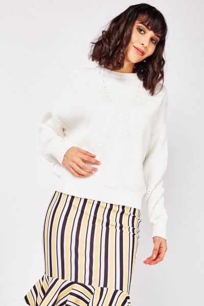 Perforated Knitted Cotton Jumper