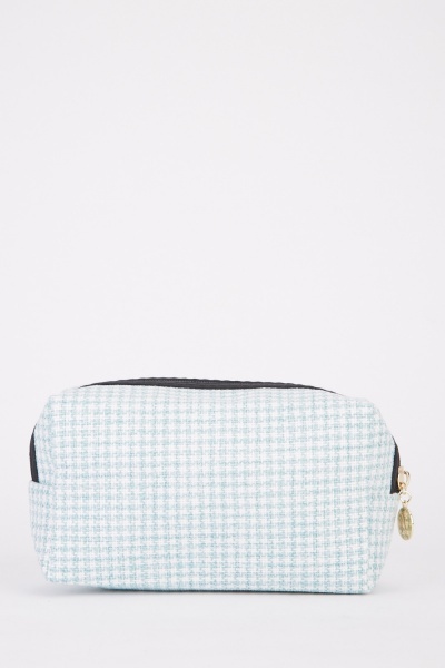 Image of Textured Houndstooth Cosmetic Bag