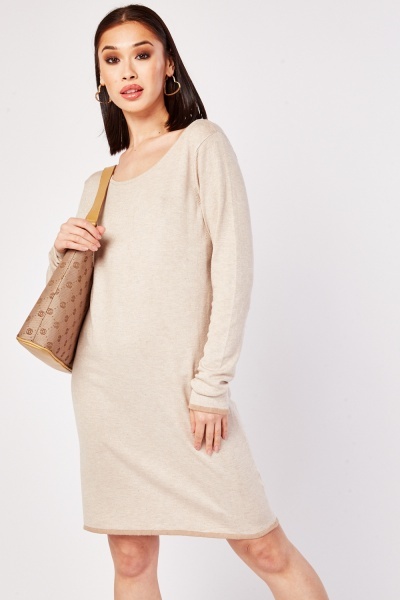 Contrasted Edge Fine Knit Dress