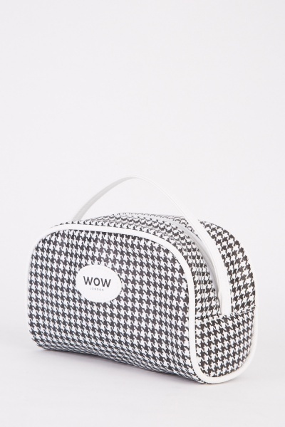 Image of Houndstooth Print Small Cosmetic Bag