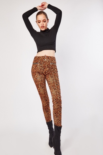 Leopard Print Skinny Trousers