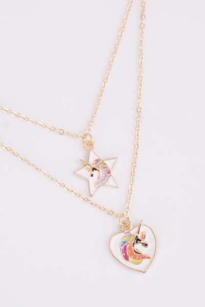 Unicorn Heart Pendant Girls Necklace