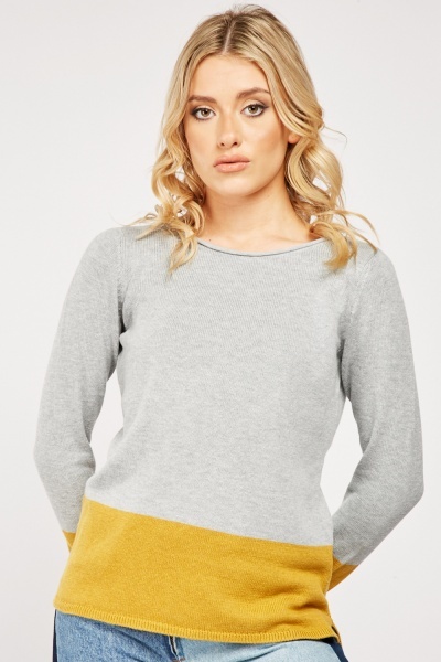Contrasted Panel Knit Top
