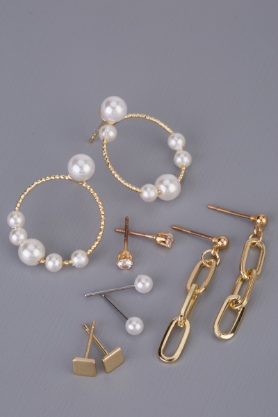 Faux Pearl Mixed Earrings Set