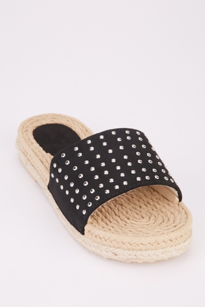 Basket Weaved Platform Slide Sandals